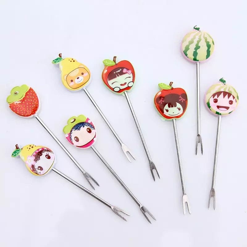 Set Of 8 Creative Cute Cartoon Stainless Steel Fruit Forks, Rainbow Cup Cake Dessert Forks, Stainless Steel Fork Holder for Fruit Snack, Fashion Fruit Sign Salad Fork Set Of 8 Creative Cute Cartoon Stainless Steel Fruit Forks, Rainbow Cup Cake Dessert Forks, Stainless Steel Fork Holder for Fruit Snack, Fashion Fruit Sign Salad Fork